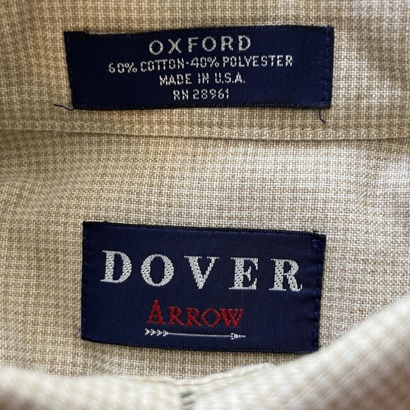 Dover Arrow Oxford Dress Shirt MEns 16 34/35 Tan Button Down - Picture 6 of 7